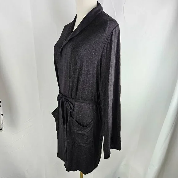 NEW!! Chaser Rock & Roll Glitter Kimono Duster Wrap Jacket M/L Black Sexy Party - Picture 3 of 12